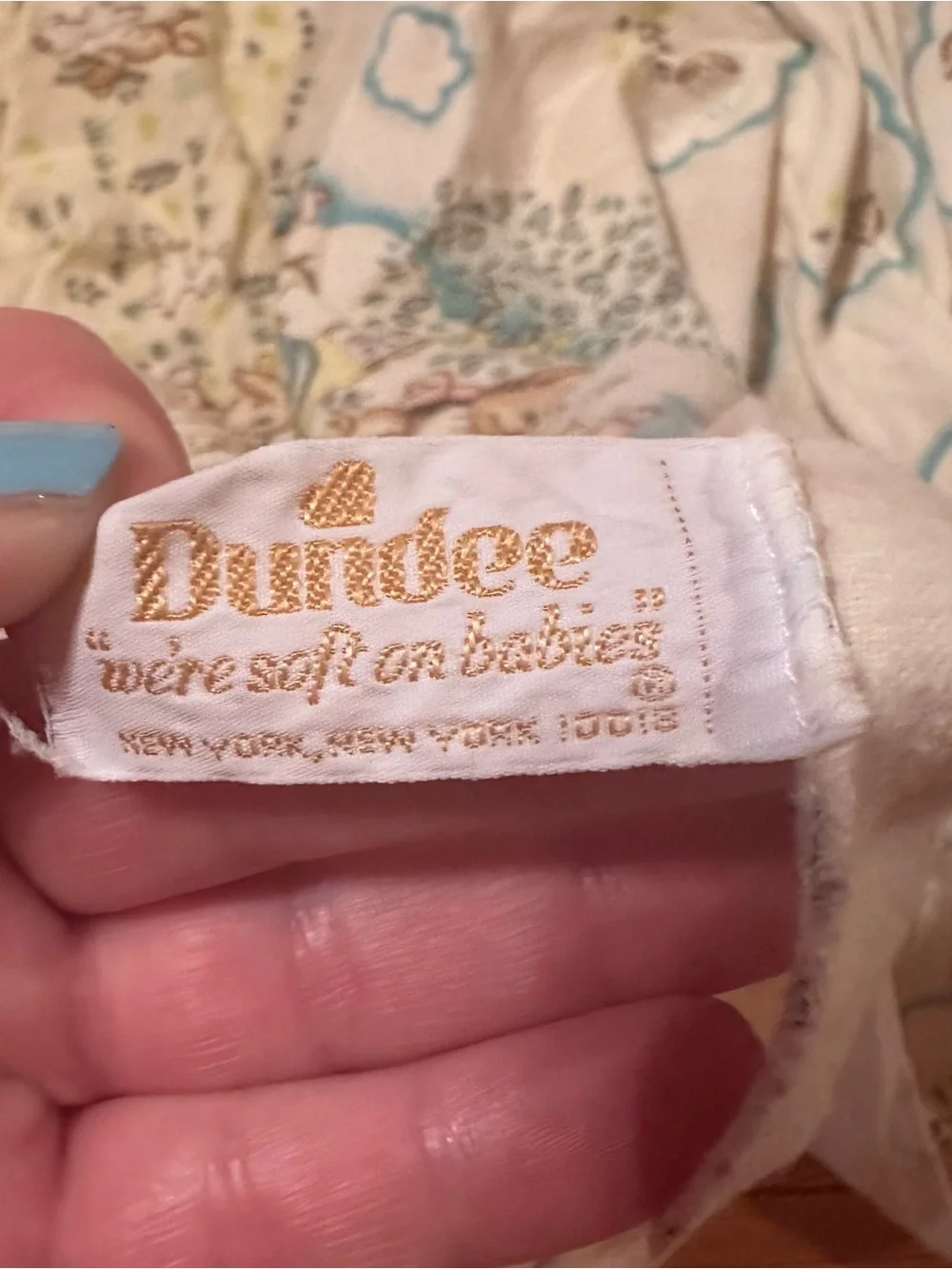 Vintage Dundee Baby Receiving Blanket - 40” x 26” - pale yellow bunnies ducks